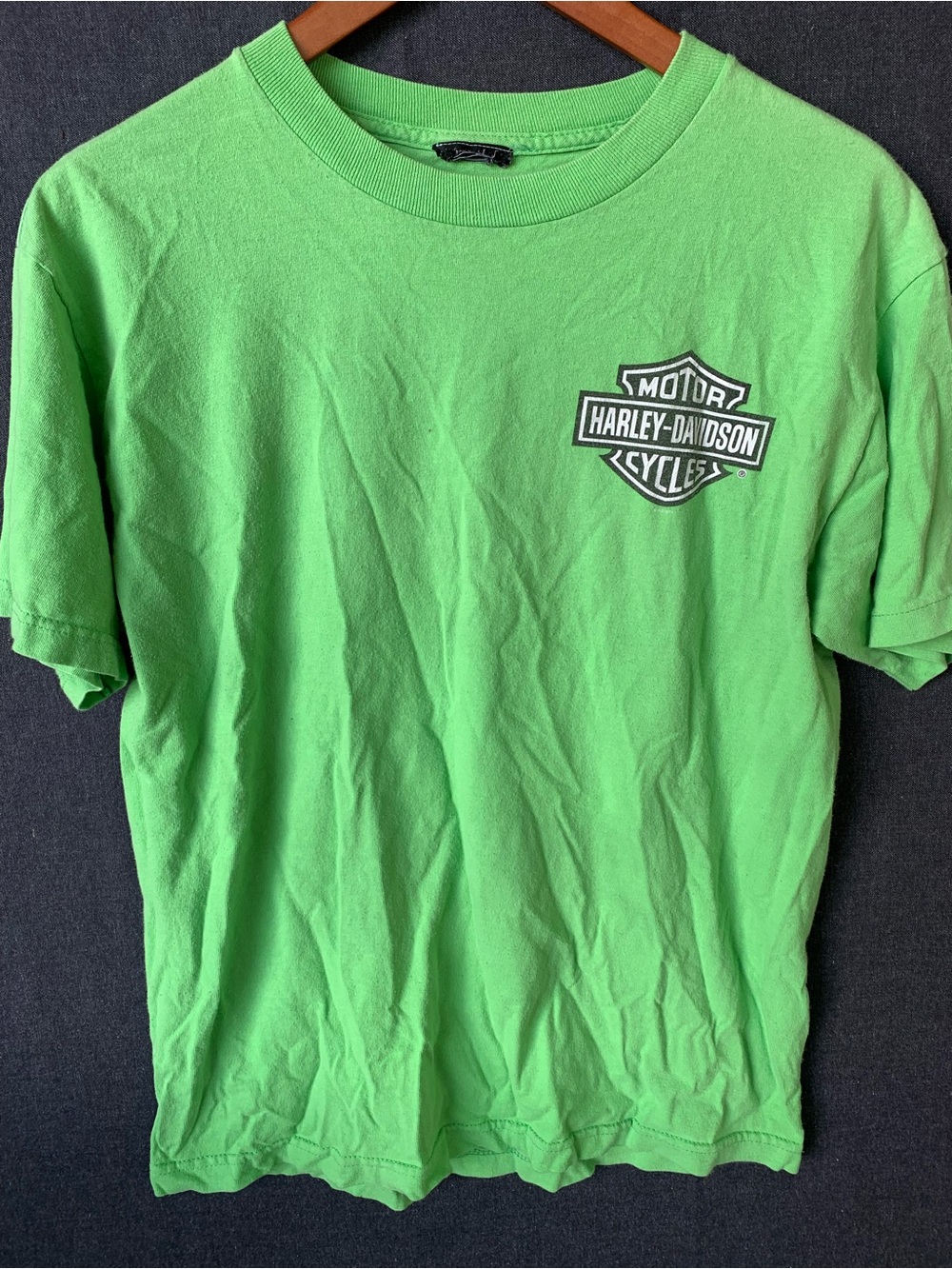 Rocket Harley Davidson Bright Green Logo Tee Shirt Huntsville Alabama